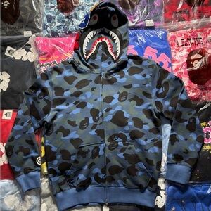 BAPE Color Camo Shark Full Zip Hoodie ‘Blue’